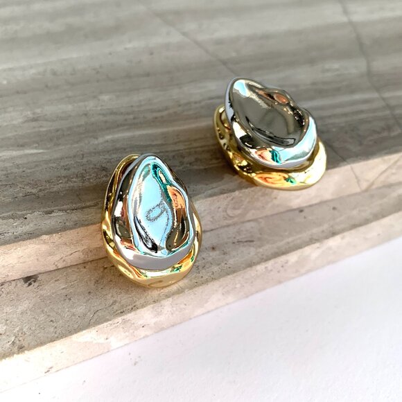 NEW~ Anthropologie The Petra Mixed Flat Post Earrings - Picture 6 of 9